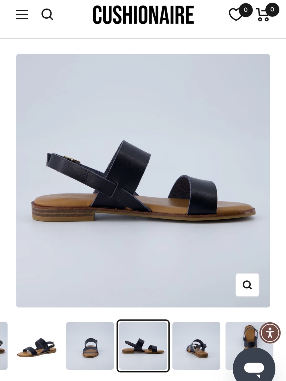 Women’s Black Flat Sandals Slingback Ankle Strap Comfort Size 8 Cushionaire - Picture 11 of 12